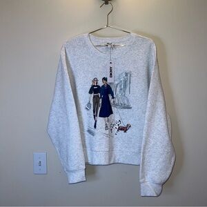 DKNY Graphic Crewneck Sweatshirt Gray NWT Size Medium